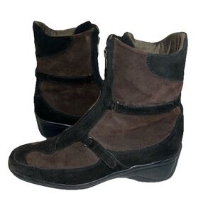Aquatalia Womens Size 7 Weatherproof‎ Boots Black/Brown Suede Leather Comfort